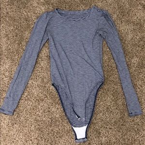 Aerie blue and white stripped long sleeve bodysuit